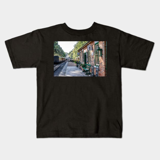 An empty Holt train station on the Poppy Line railway Kids T-Shirt by yackers1